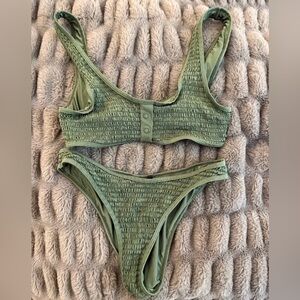 Kendall & Kylie Olive Textured Bikini